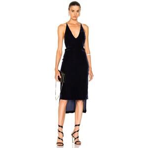 Dion Lee Blue Velvet Fine Line Cami Criss Cross Midi High Low Dress Size US 8